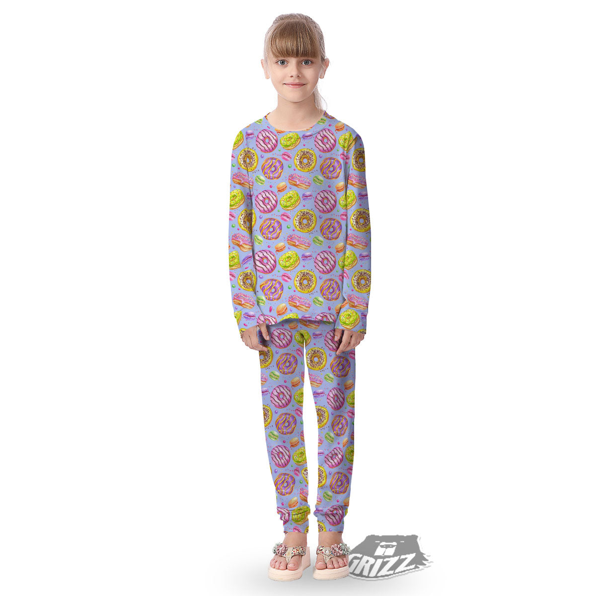 Donuts Print Pattern Kid's Pajamas-grizzshop