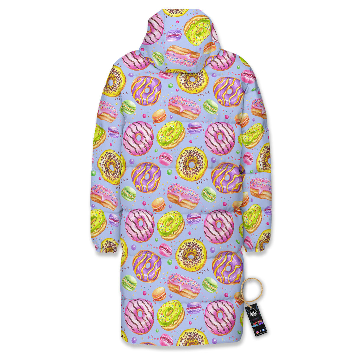 Donuts Print Pattern Long Down Jacket-grizzshop