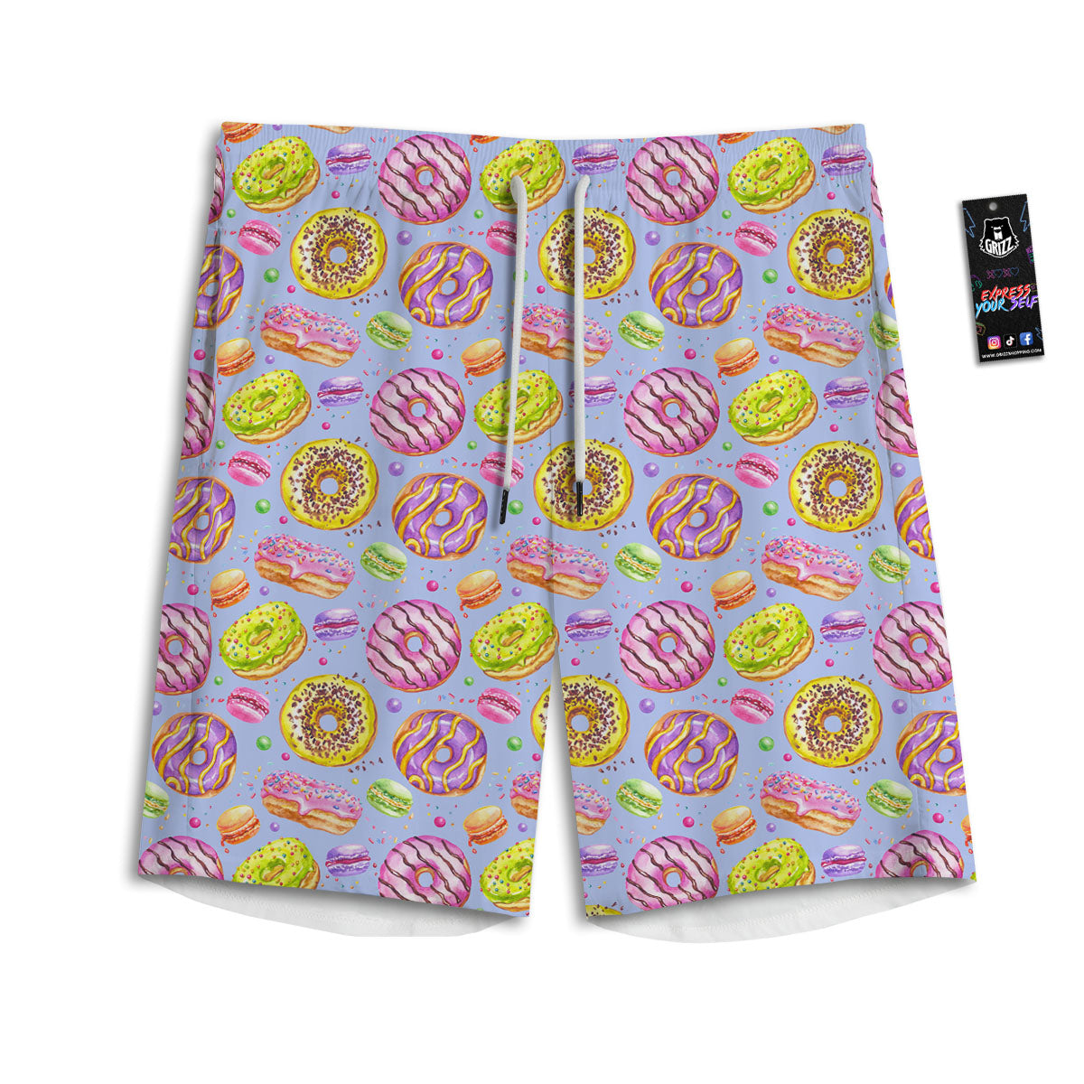 Donuts Print Pattern Men's Athletic Shorts-grizzshop