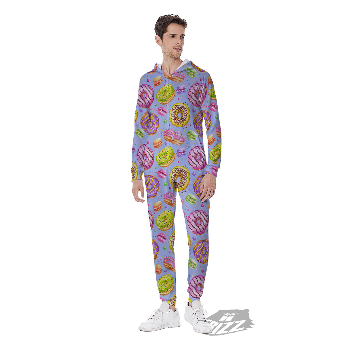 Donuts Print Pattern Men's Jumpsuit-grizzshop