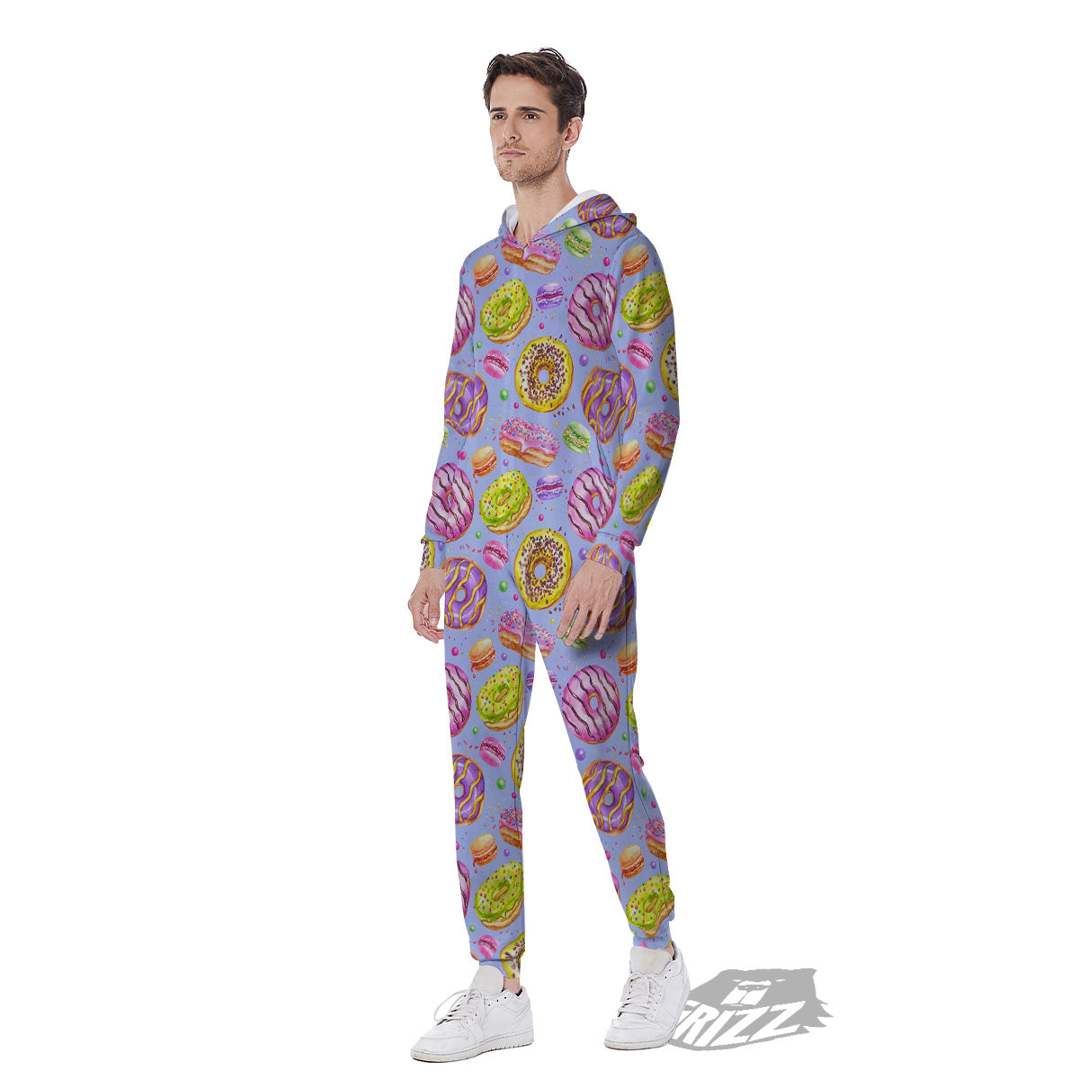 Donuts Print Pattern Men's Jumpsuit-grizzshop