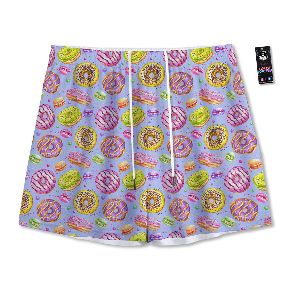 Donuts Print Pattern Mesh Shorts-grizzshop