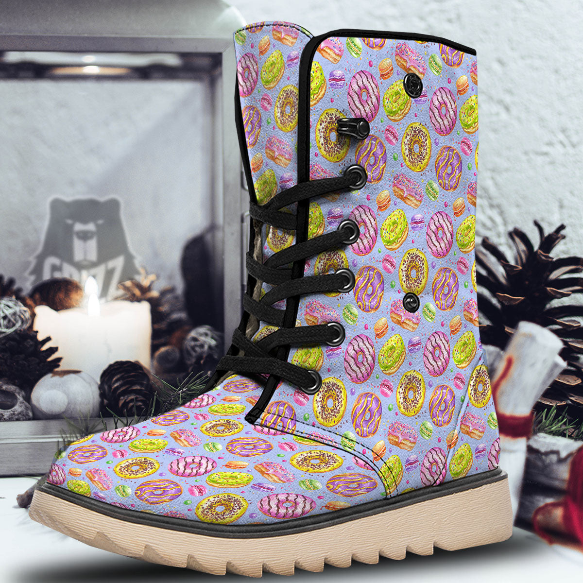 Donuts Print Pattern Snow Boots-grizzshop