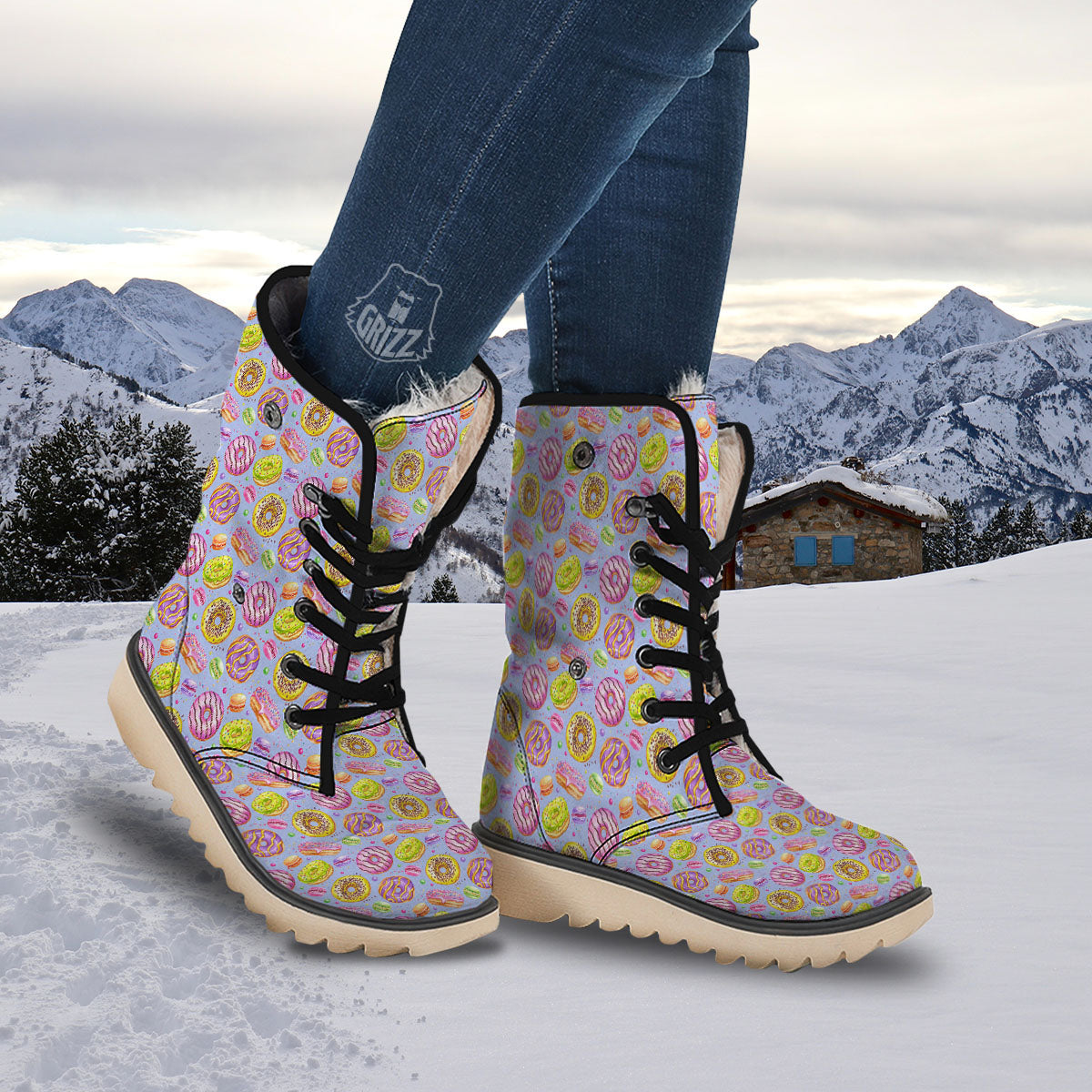 Donuts Print Pattern Snow Boots-grizzshop