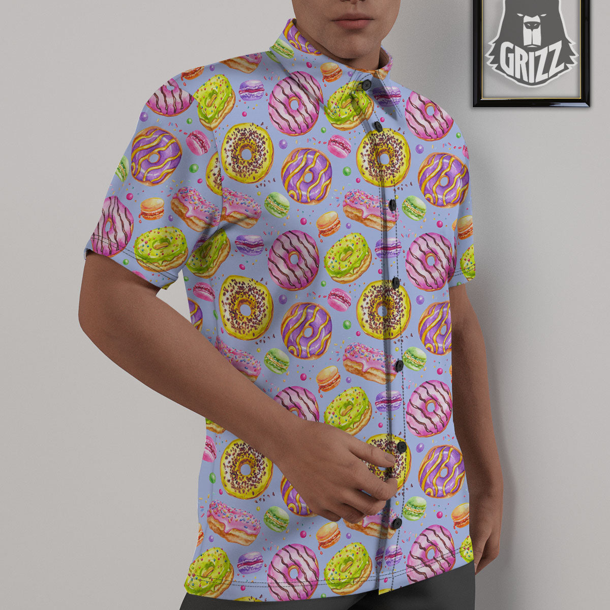 Donuts Print Pattern Untucked Shirts-grizzshop