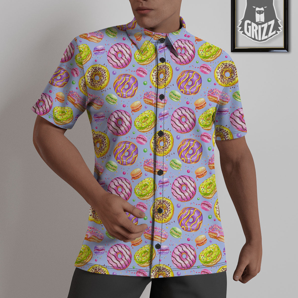 Donuts Print Pattern Untucked Shirts-grizzshop