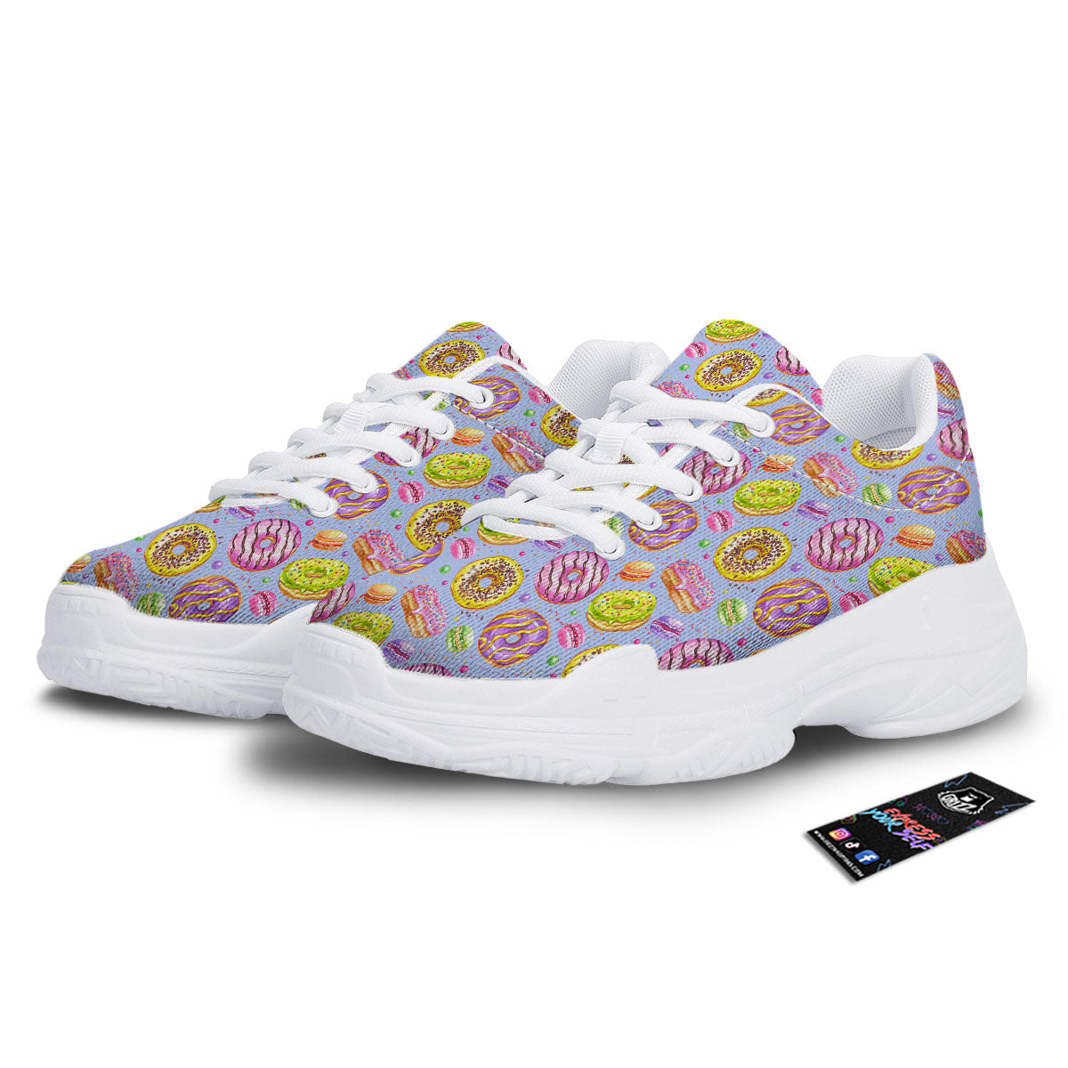 Donuts Print Pattern White Chunky Shoes-grizzshop