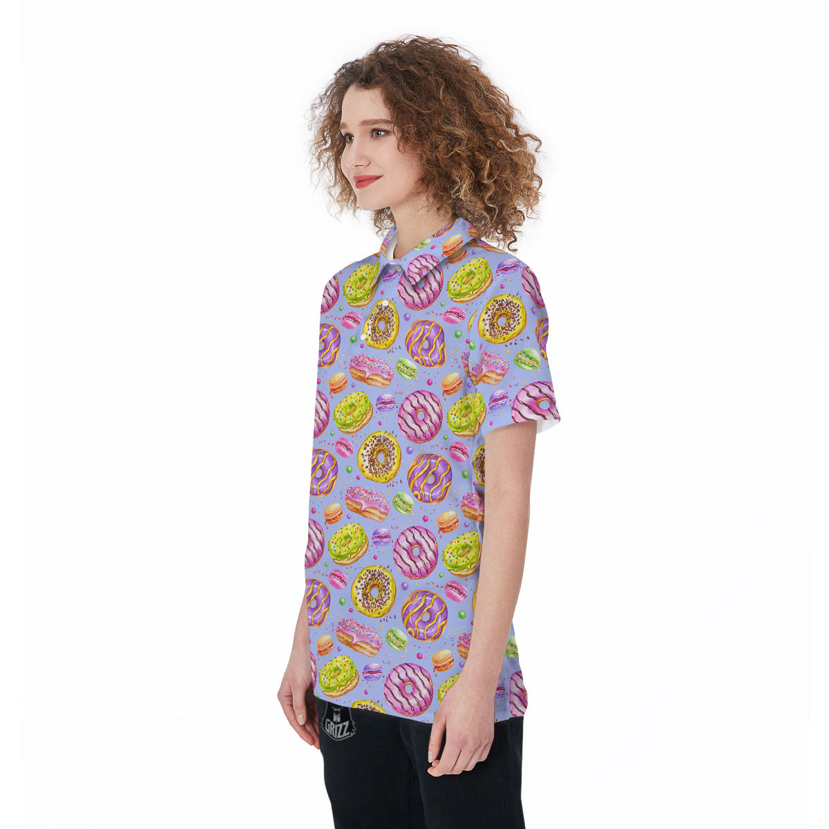Donuts Print Pattern Women's Golf Shirts-grizzshop