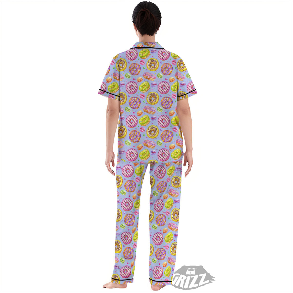 Donuts Print Pattern Women's Pajamas Set-grizzshop
