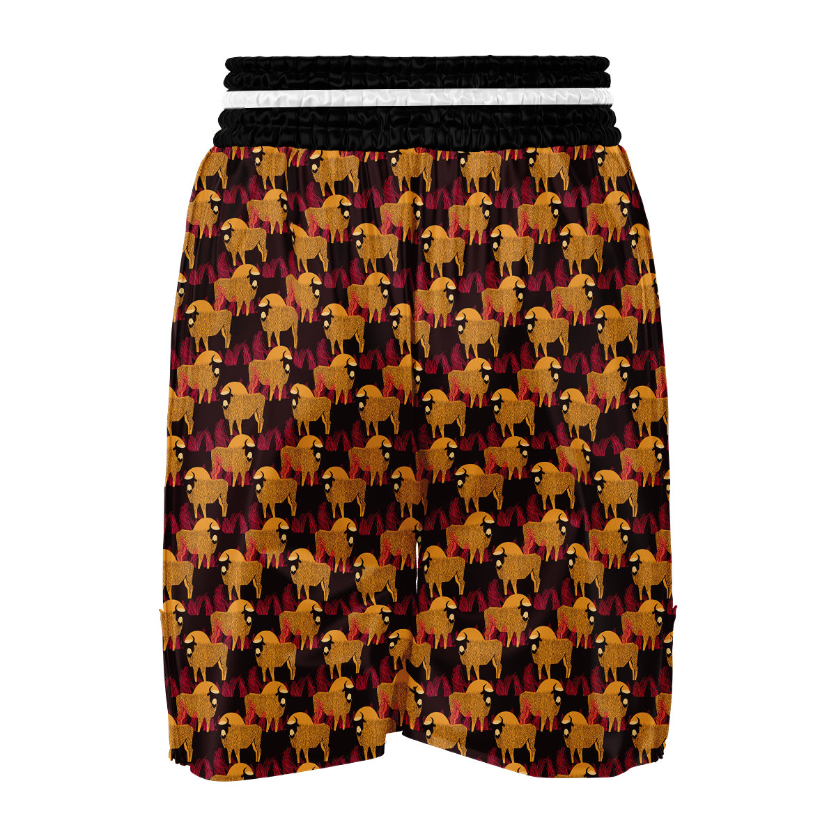 Doodle Bison Print Pattern Boxing Shorts-grizzshop