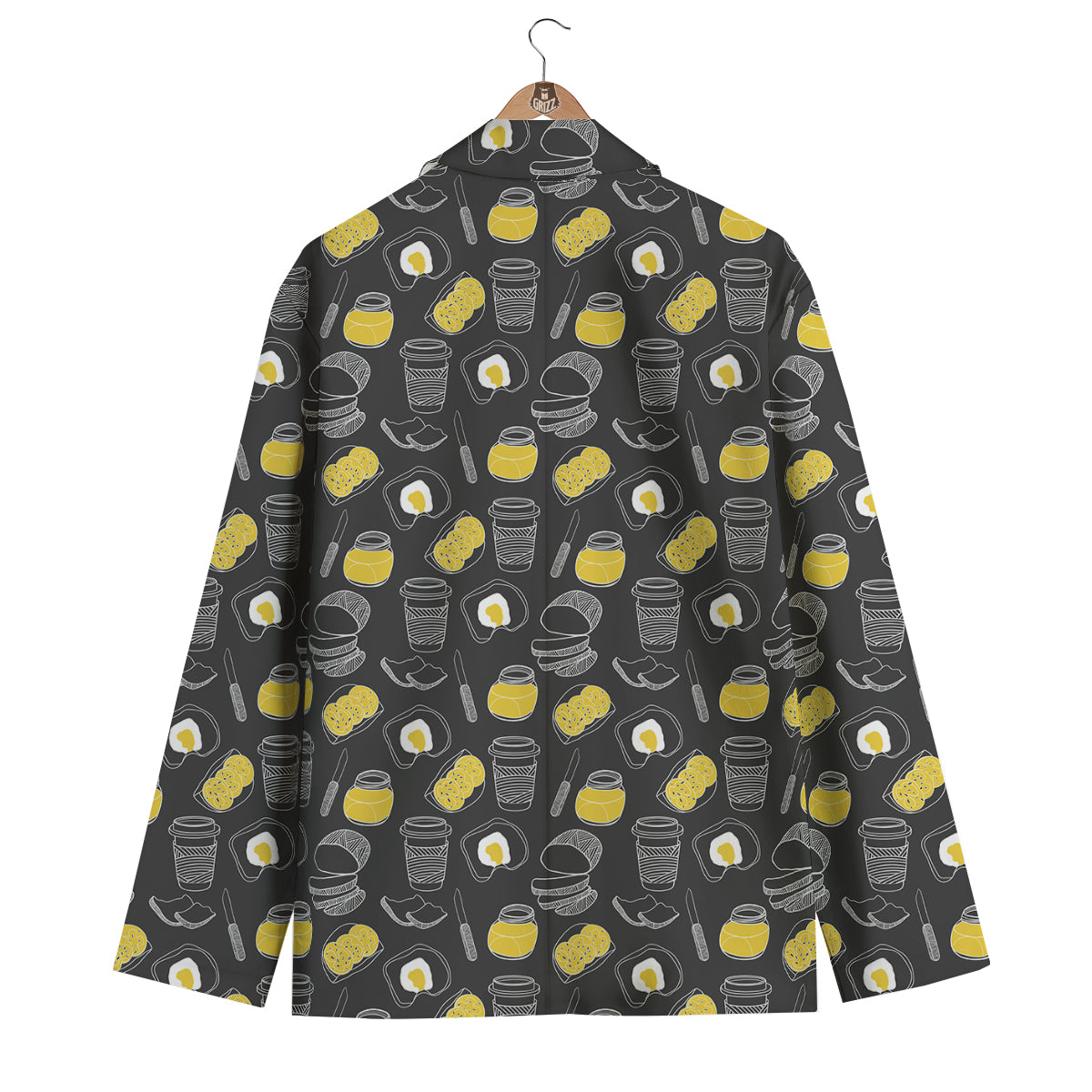 Doodle Breakfast Print Pattern Men's Blazer-grizzshop