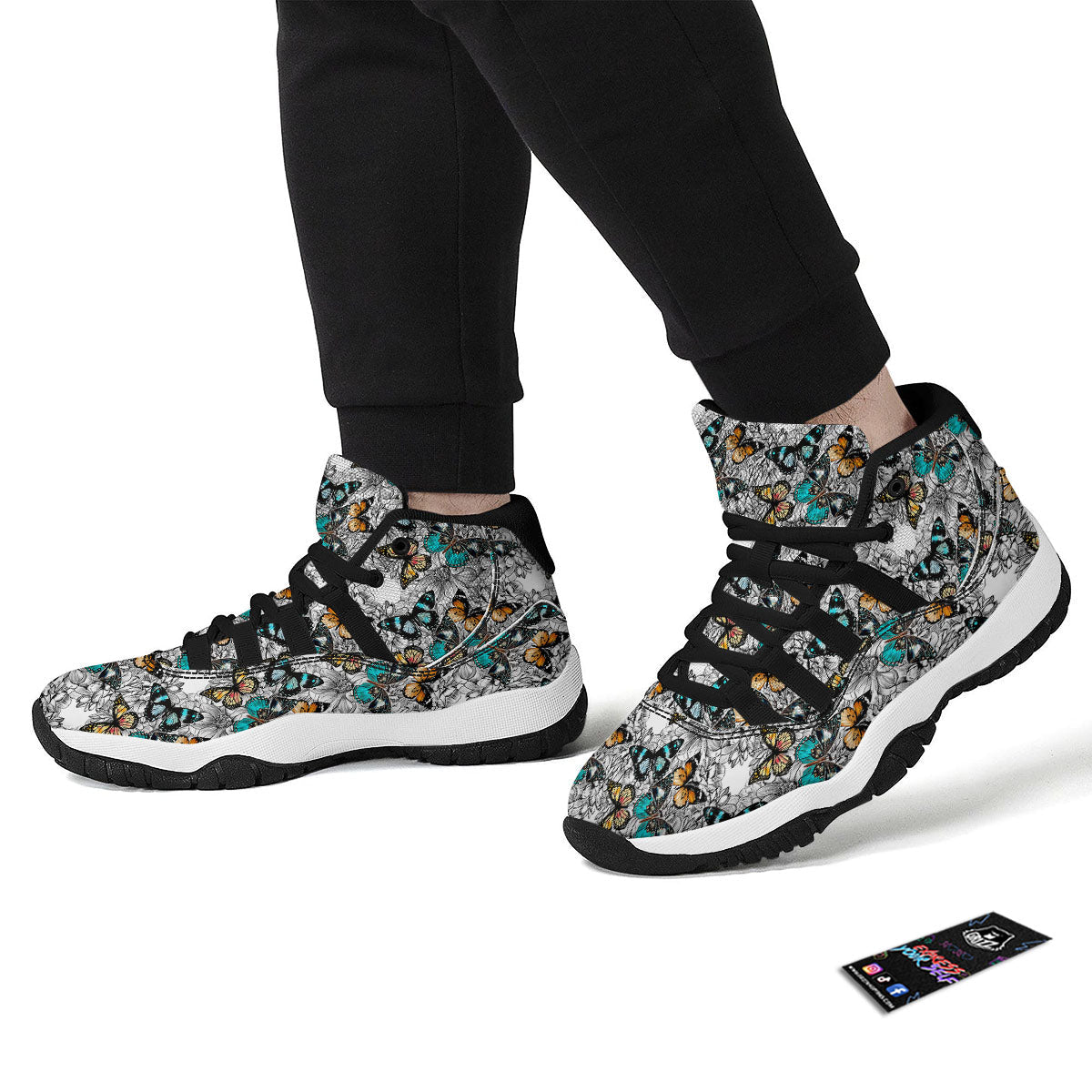 Doodle Butterfly Black Bball Shoes-grizzshop