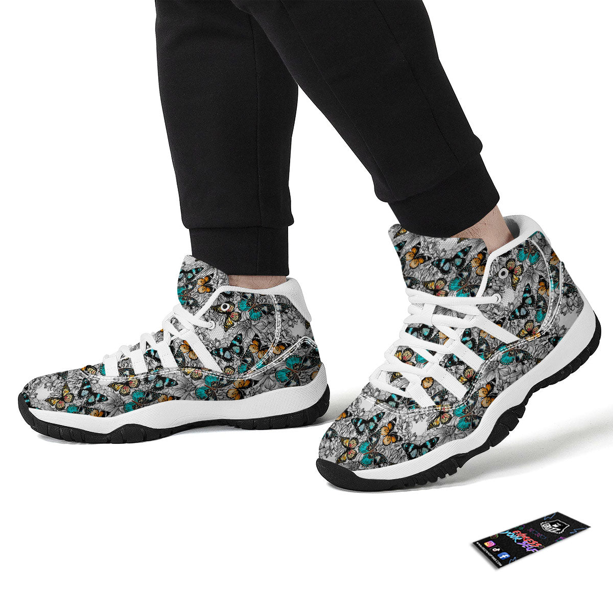 Doodle Butterfly White Bball Shoes-grizzshop