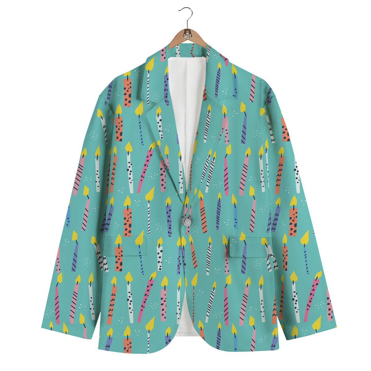 Doodle Candle Print Pattern Men's Blazer-grizzshop