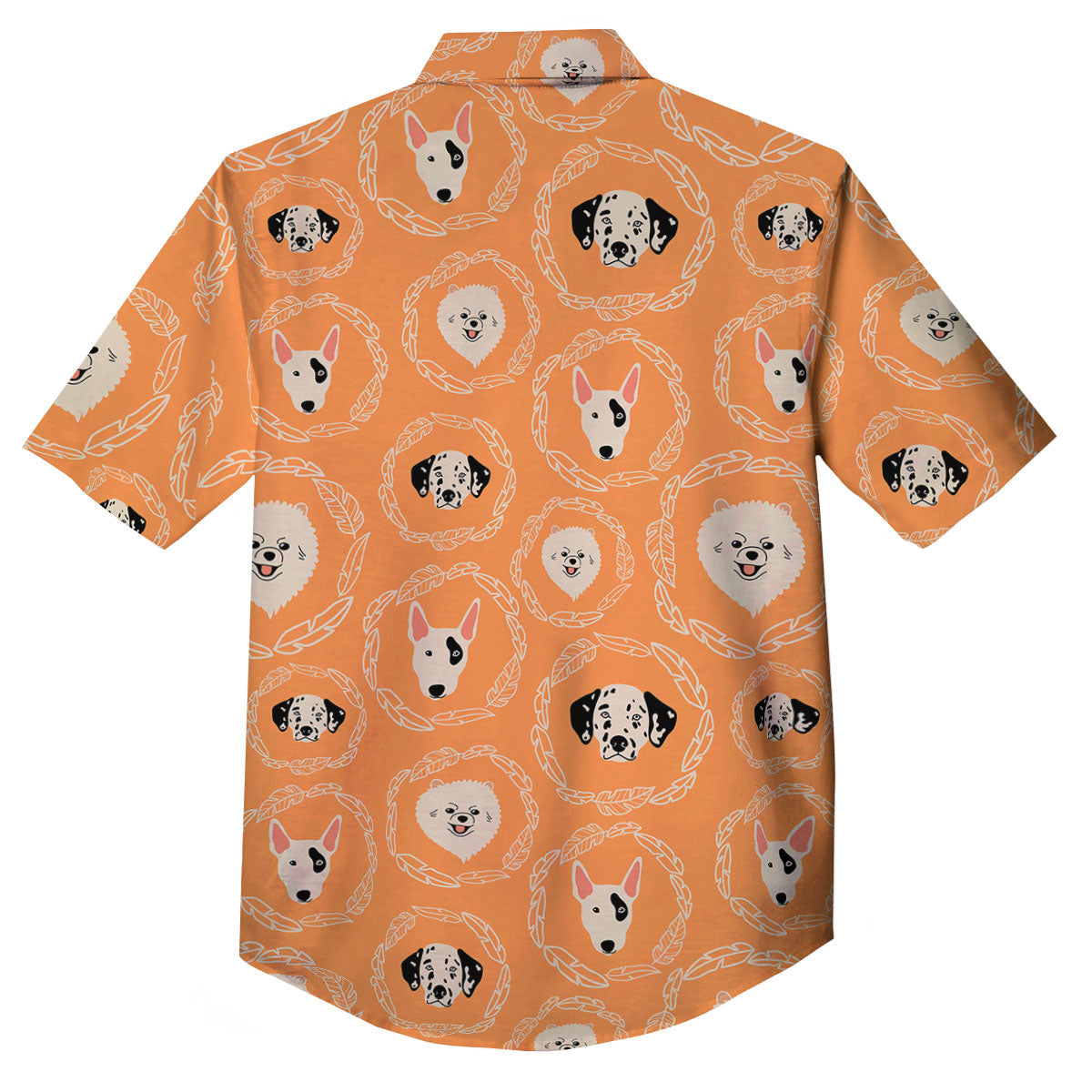 Doodle Dog Orange Print Pattern Button Up Shirt-grizzshop