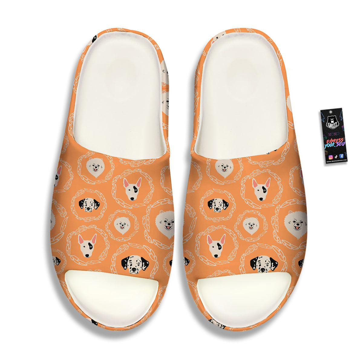 Doodle Dog Orange Print Pattern Sandals-grizzshop