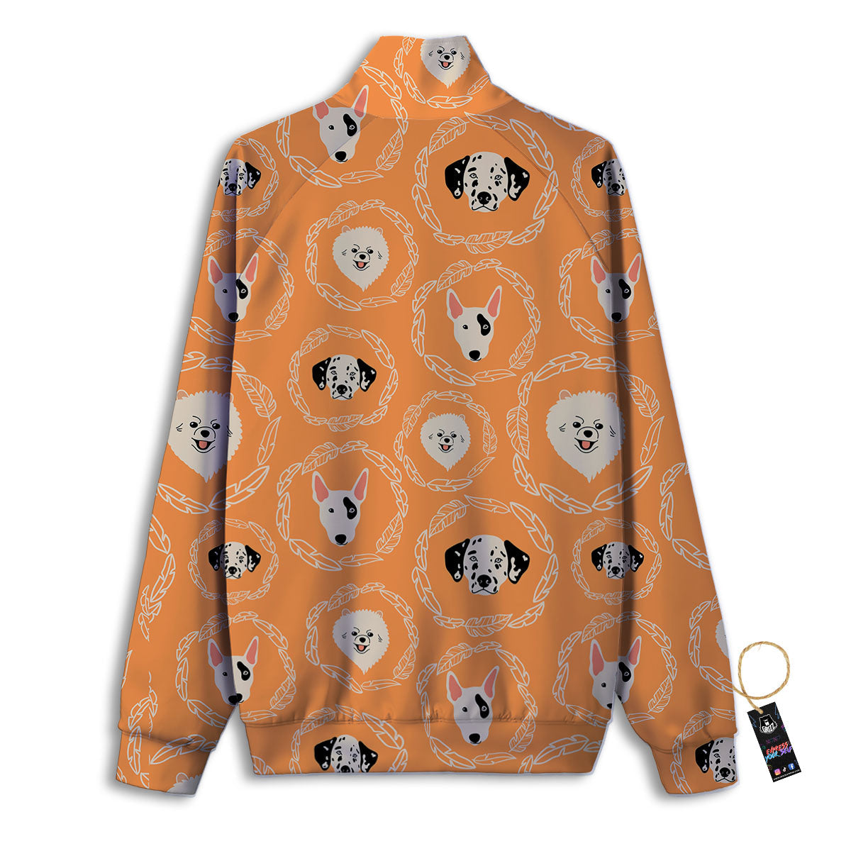 Doodle Dog Orange Print Pattern Track Jacket-grizzshop