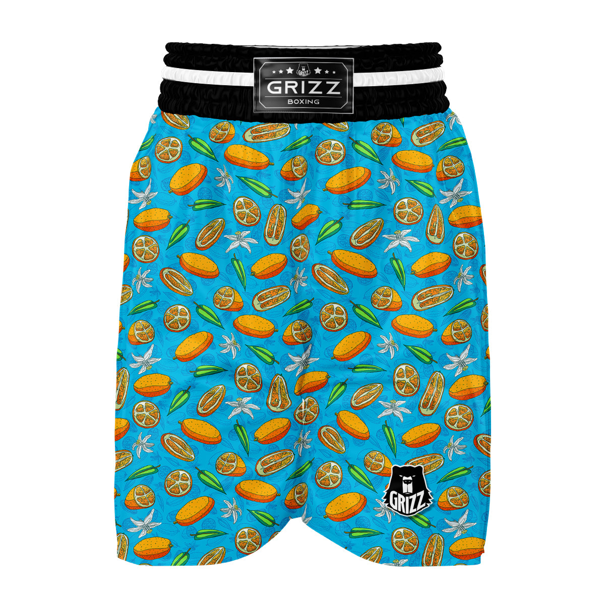 Doodle Kumquat Blue And Orange Print Pattern Boxing Shorts-grizzshop