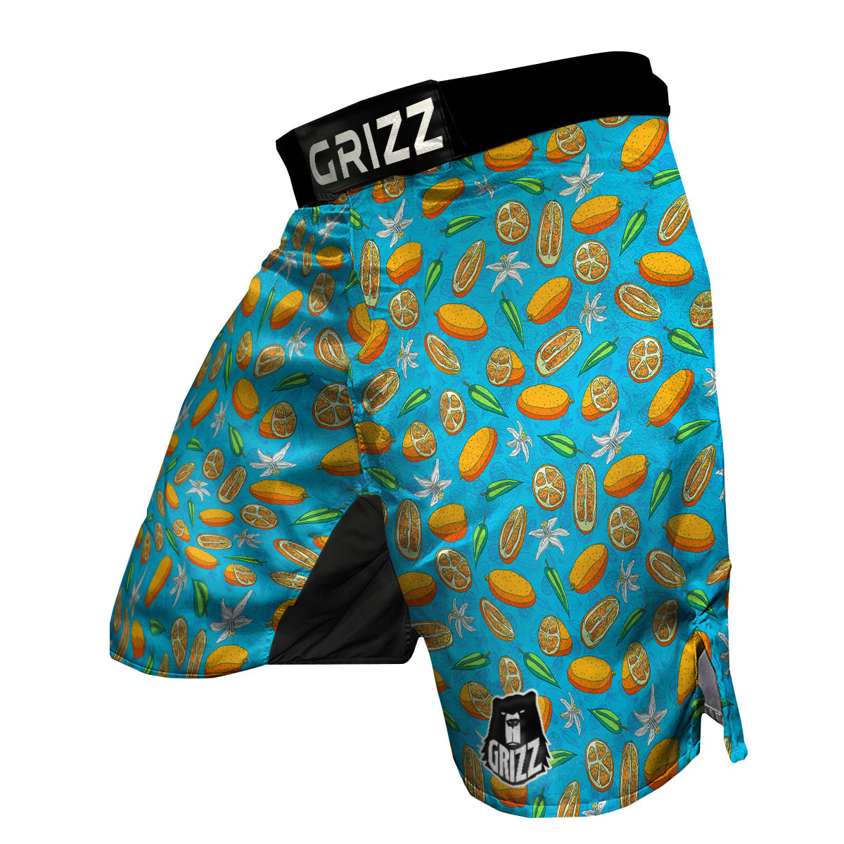 Doodle Kumquat Blue And Orange Print Pattern MMA Shorts-grizzshop