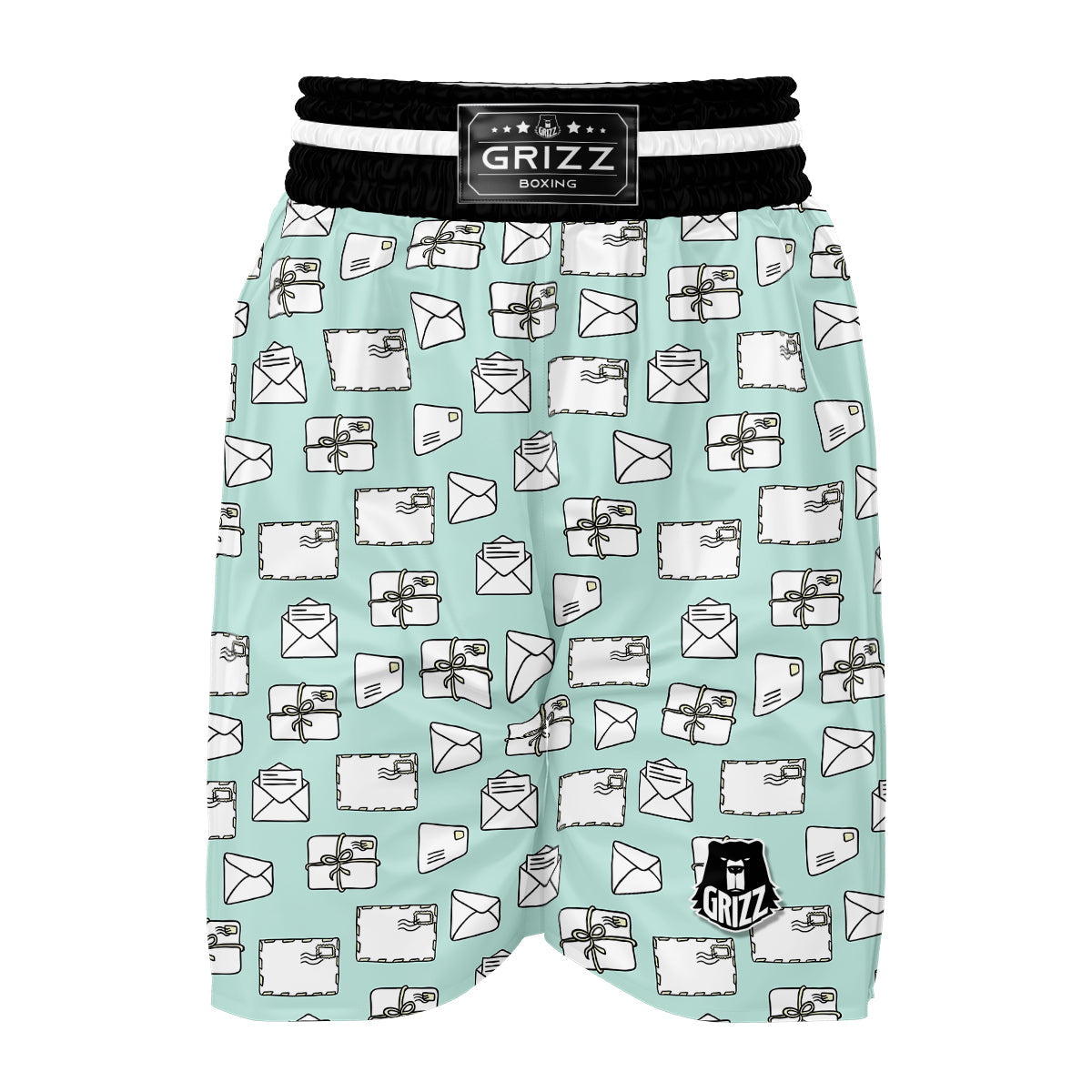 Doodle Mail Print Pattern Boxing Shorts-grizzshop