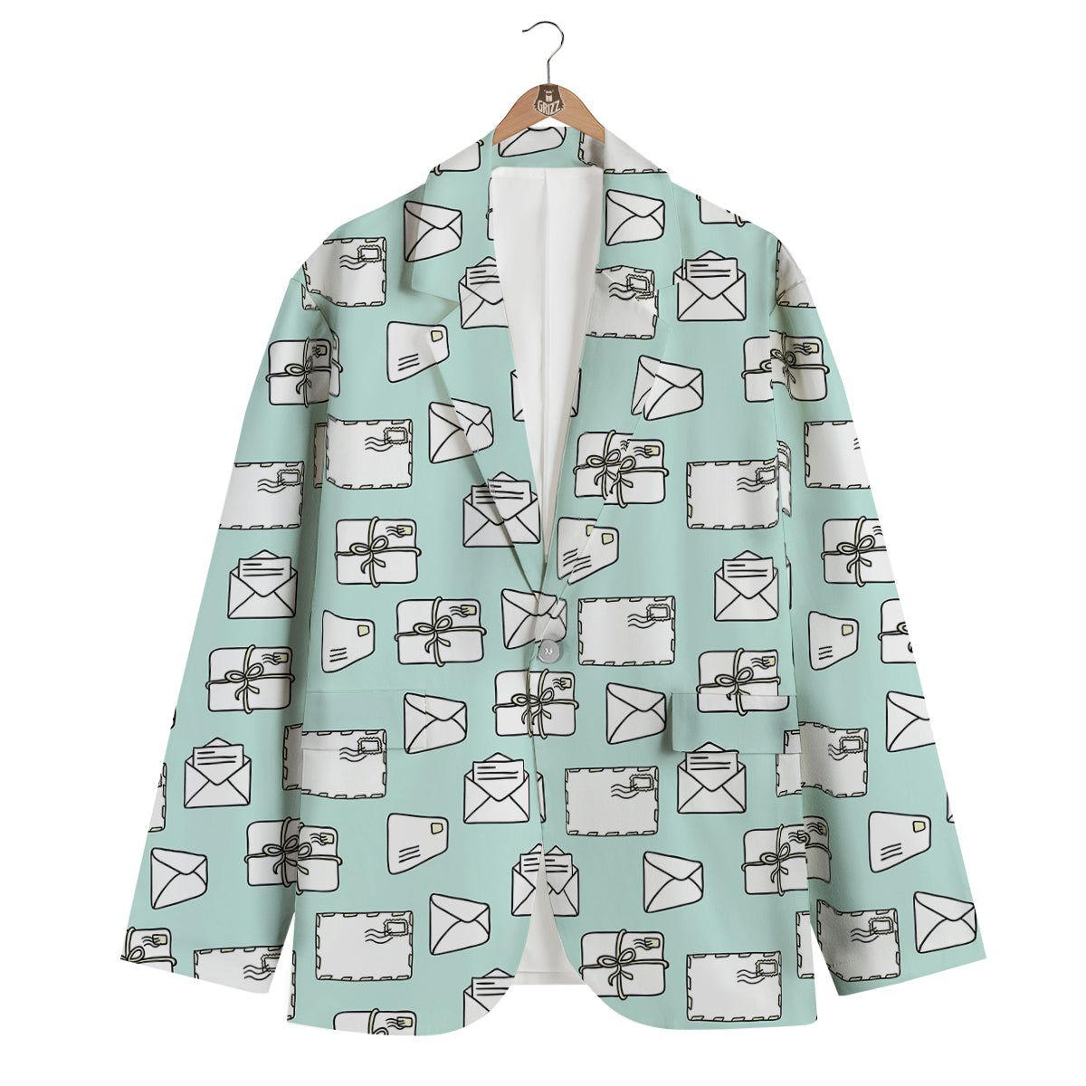 Doodle Mail Print Pattern Men's Blazer-grizzshop