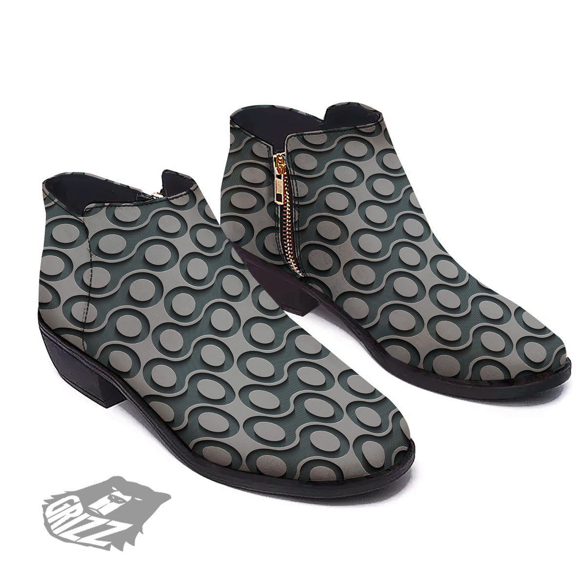 Dot 3D Geometric Print Pattern Ankle Boots-grizzshop