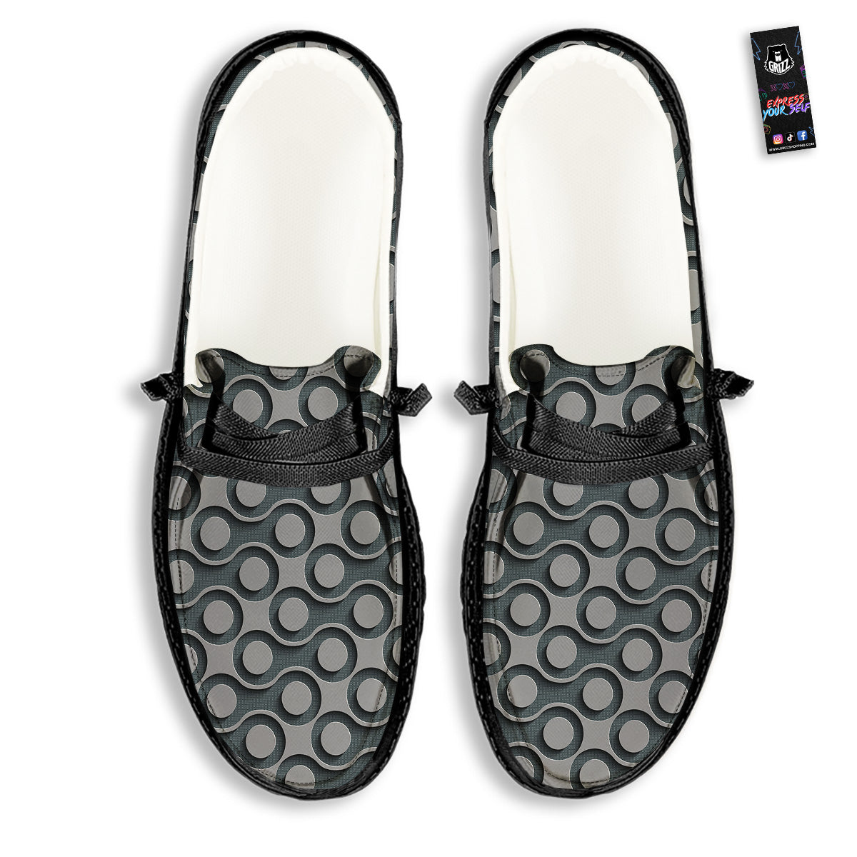 Dot 3D Geometric Print Pattern Black Loafers-grizzshop