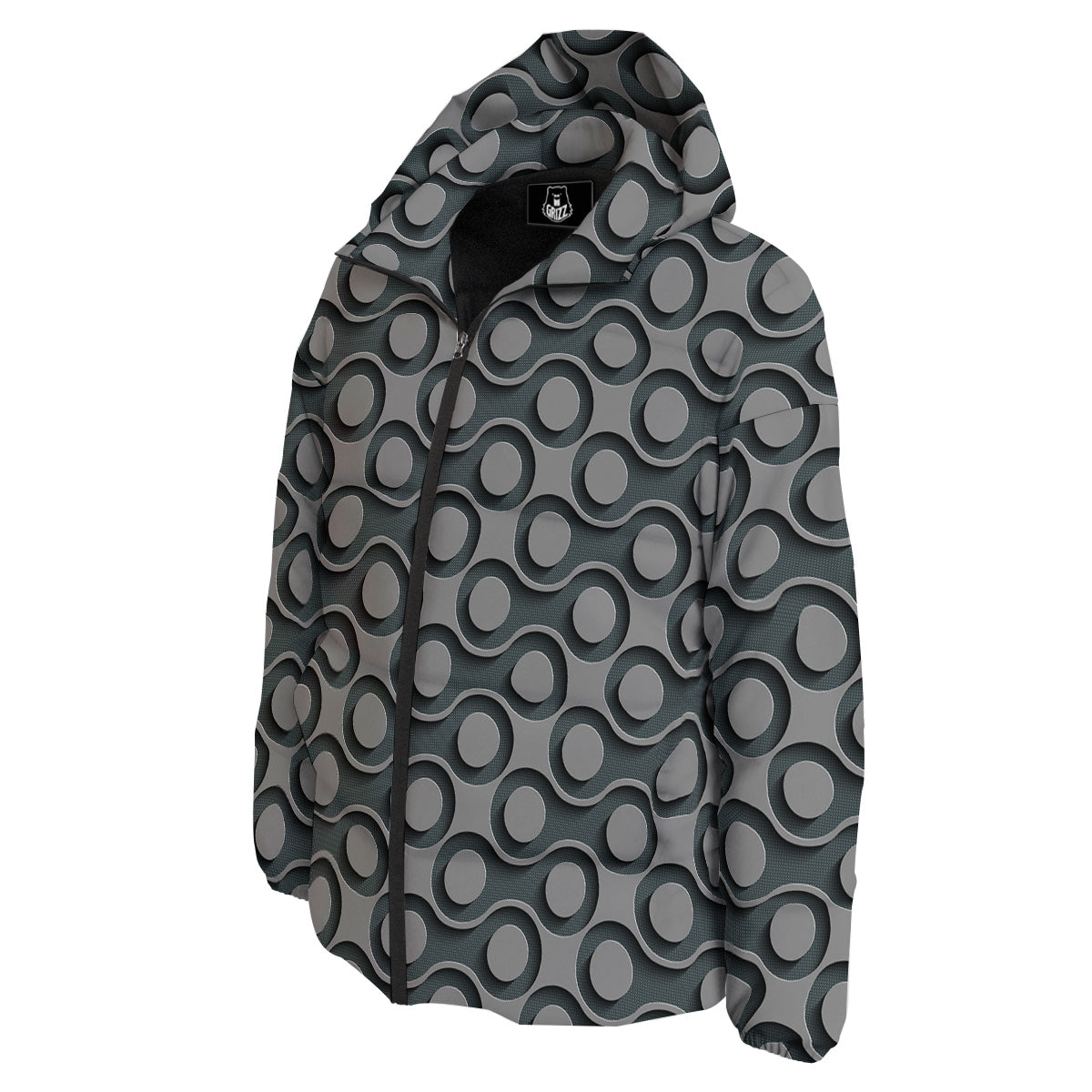 Dot 3D Geometric Print Pattern Down Jacket-grizzshop