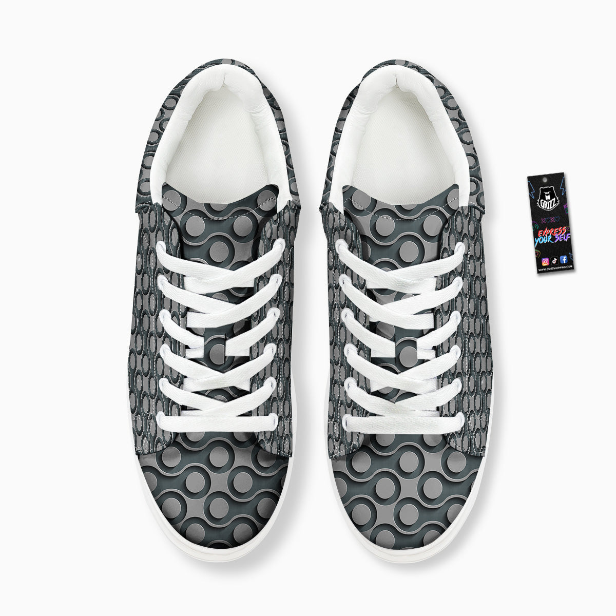 Dot 3D Geometric Print Pattern Platform Shoes-grizzshop