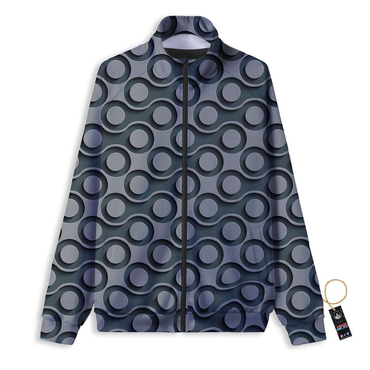Dot 3D Geometric Print Pattern Track Jacket-grizzshop