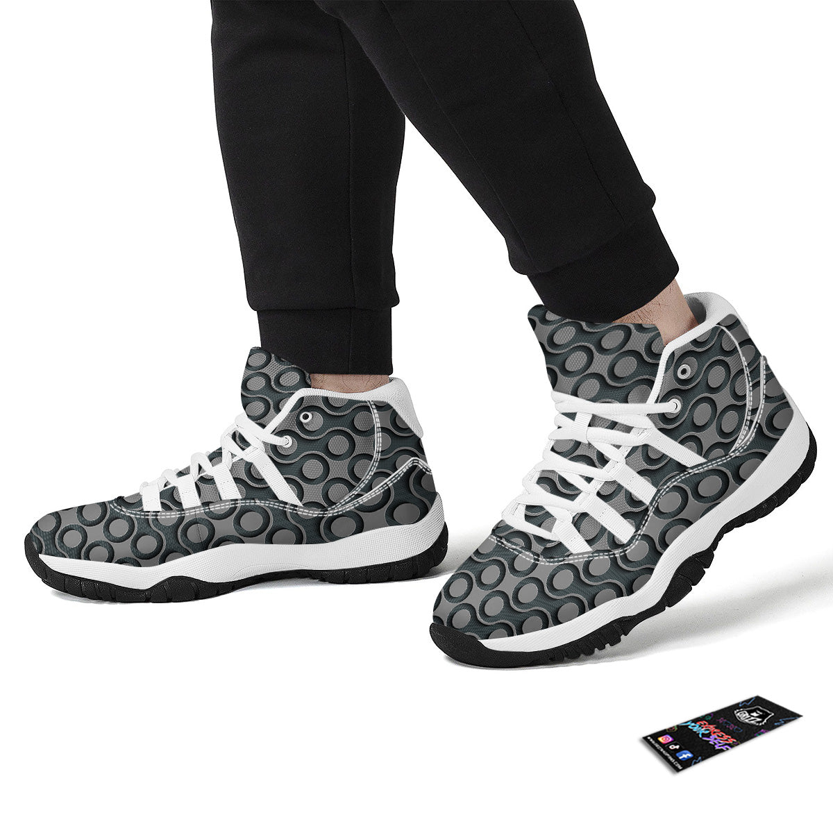 Dot 3D Geometric Print Pattern White Bball Shoes-grizzshop
