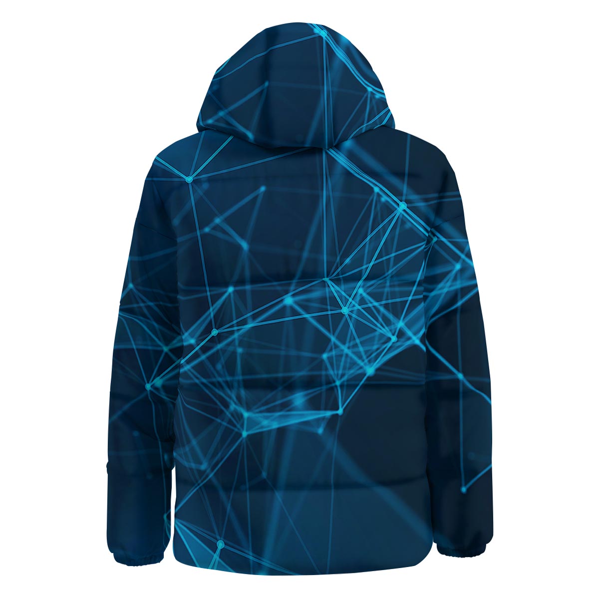 Dot Geometric Teal Polygonal Print Down Jacket-grizzshop