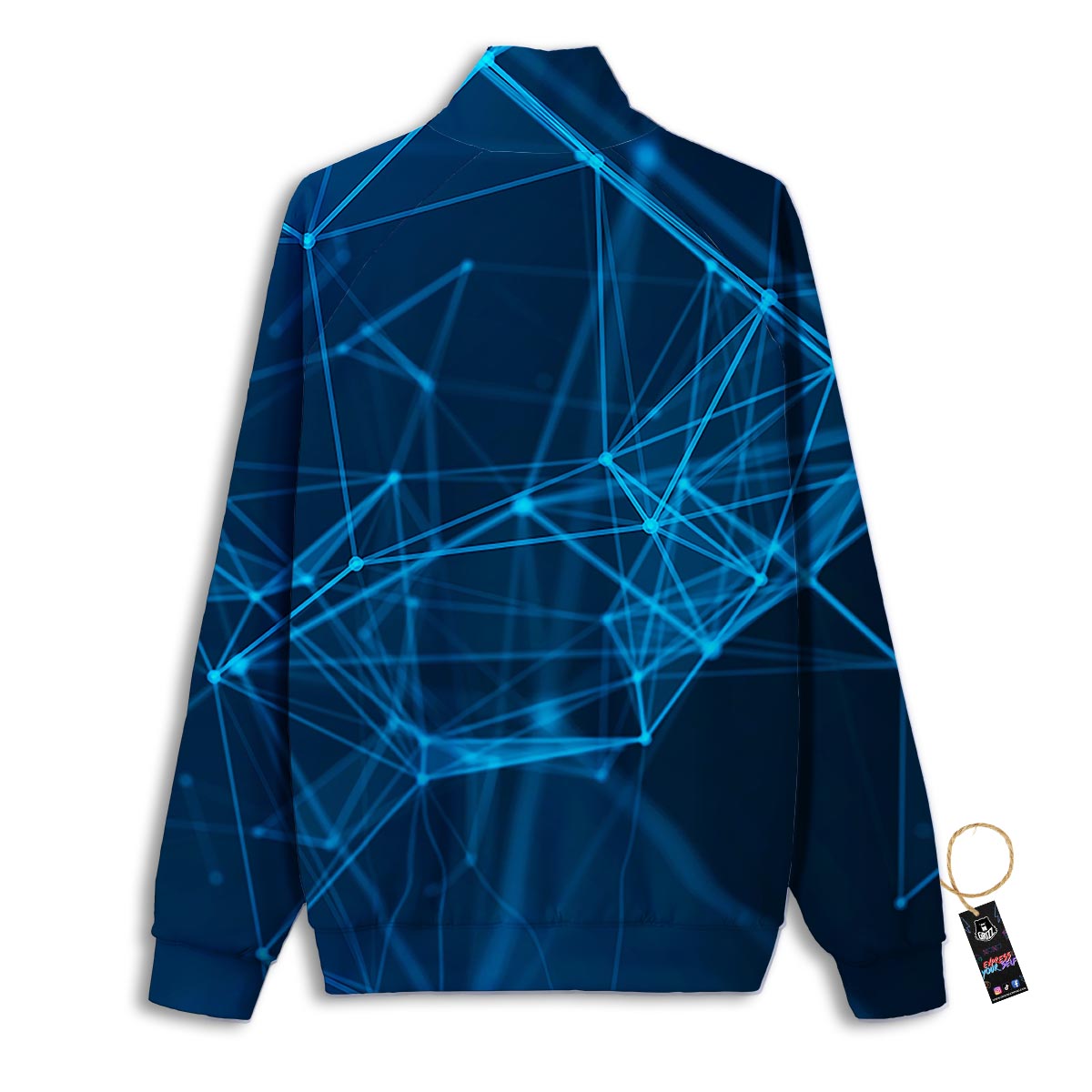 Dot Geometric Teal Polygonal Print Track Jacket-grizzshop