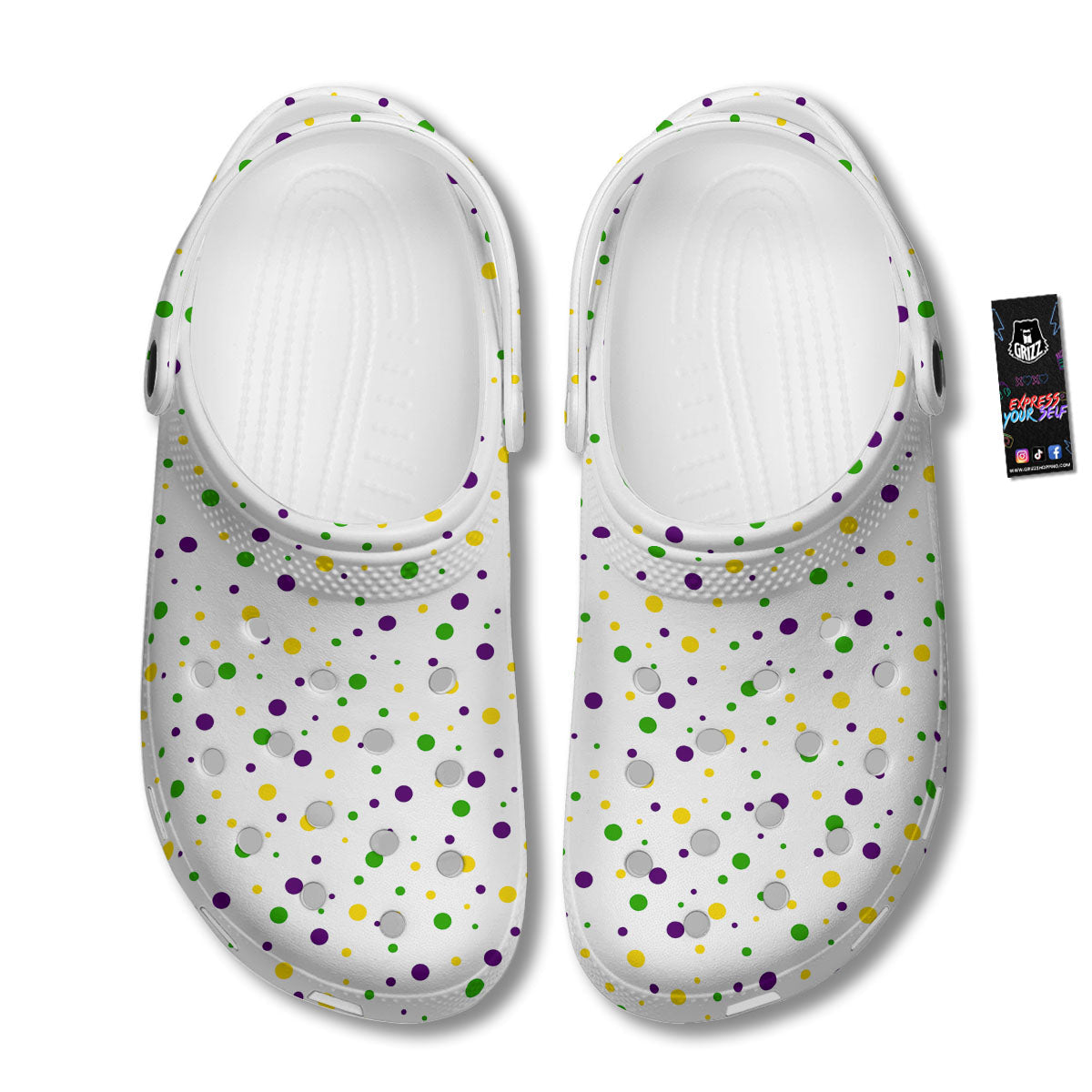 Dot Mardi Gras Print Pattern Clog-grizzshop
