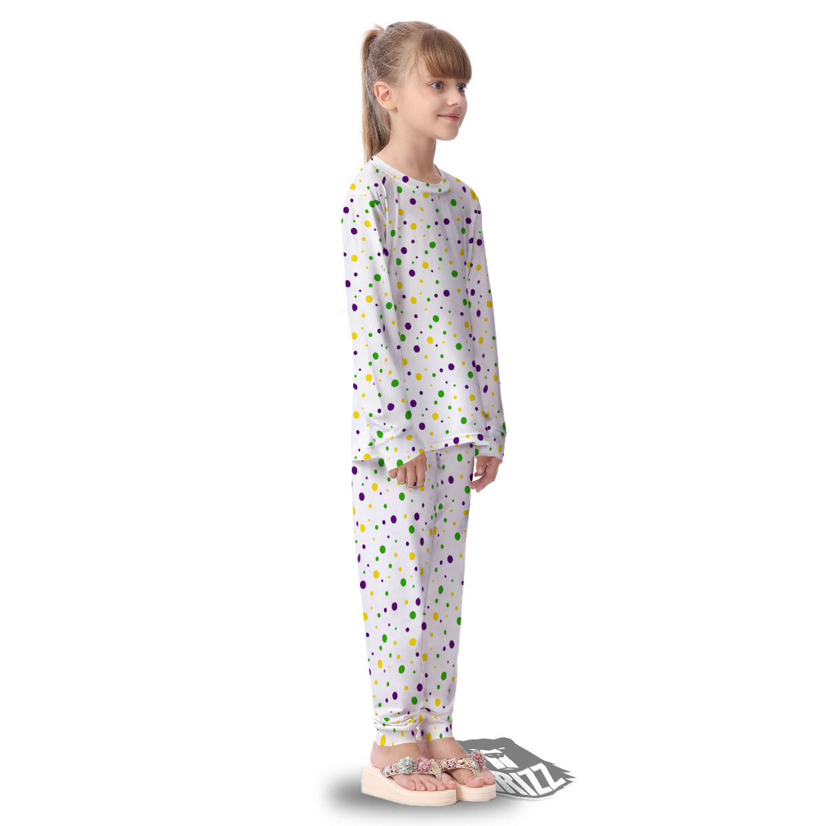 Dot Mardi Gras Print Pattern Kid's Pajamas-grizzshop