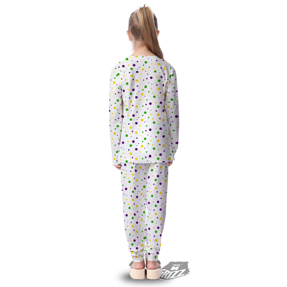 Dot Mardi Gras Print Pattern Kid's Pajamas-grizzshop