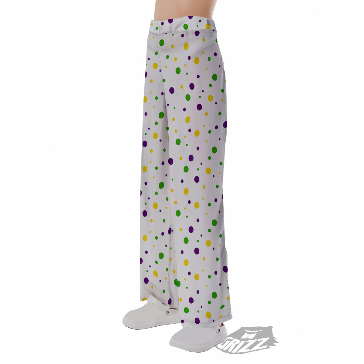 Dot Mardi Gras Print Pattern Pajama Pants-grizzshop