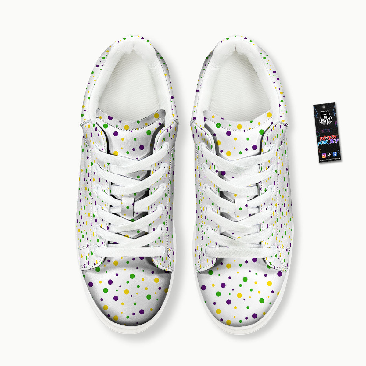 Dot Mardi Gras Print Pattern Platform Shoes-grizzshop