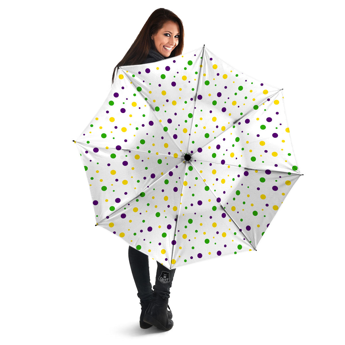 Dot Mardi Gras Print Pattern Umbrella-grizzshop