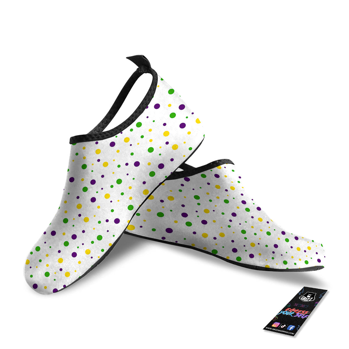 Dot Mardi Gras Print Pattern Water Shoes-grizzshop