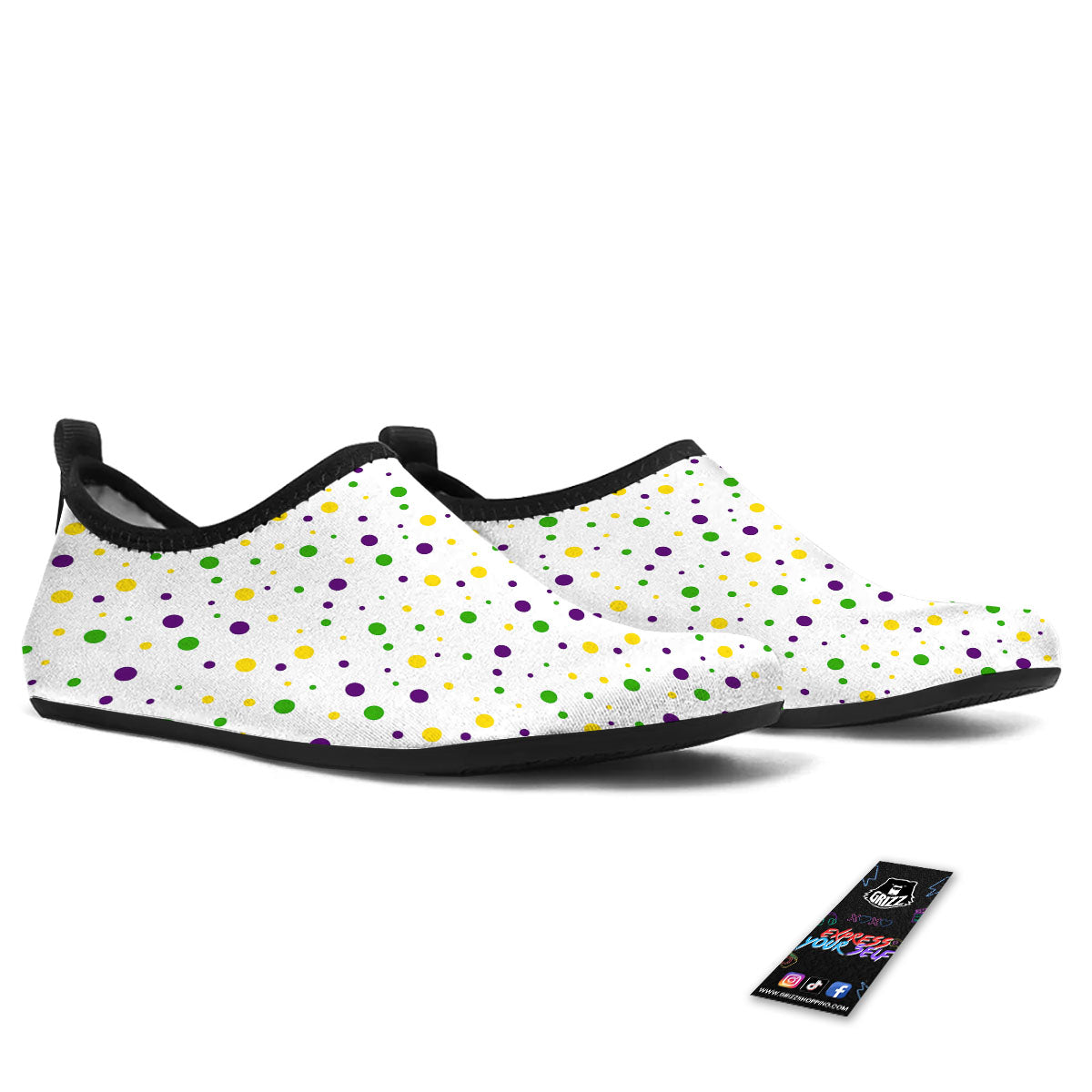 Dot Mardi Gras Print Pattern Water Shoes-grizzshop