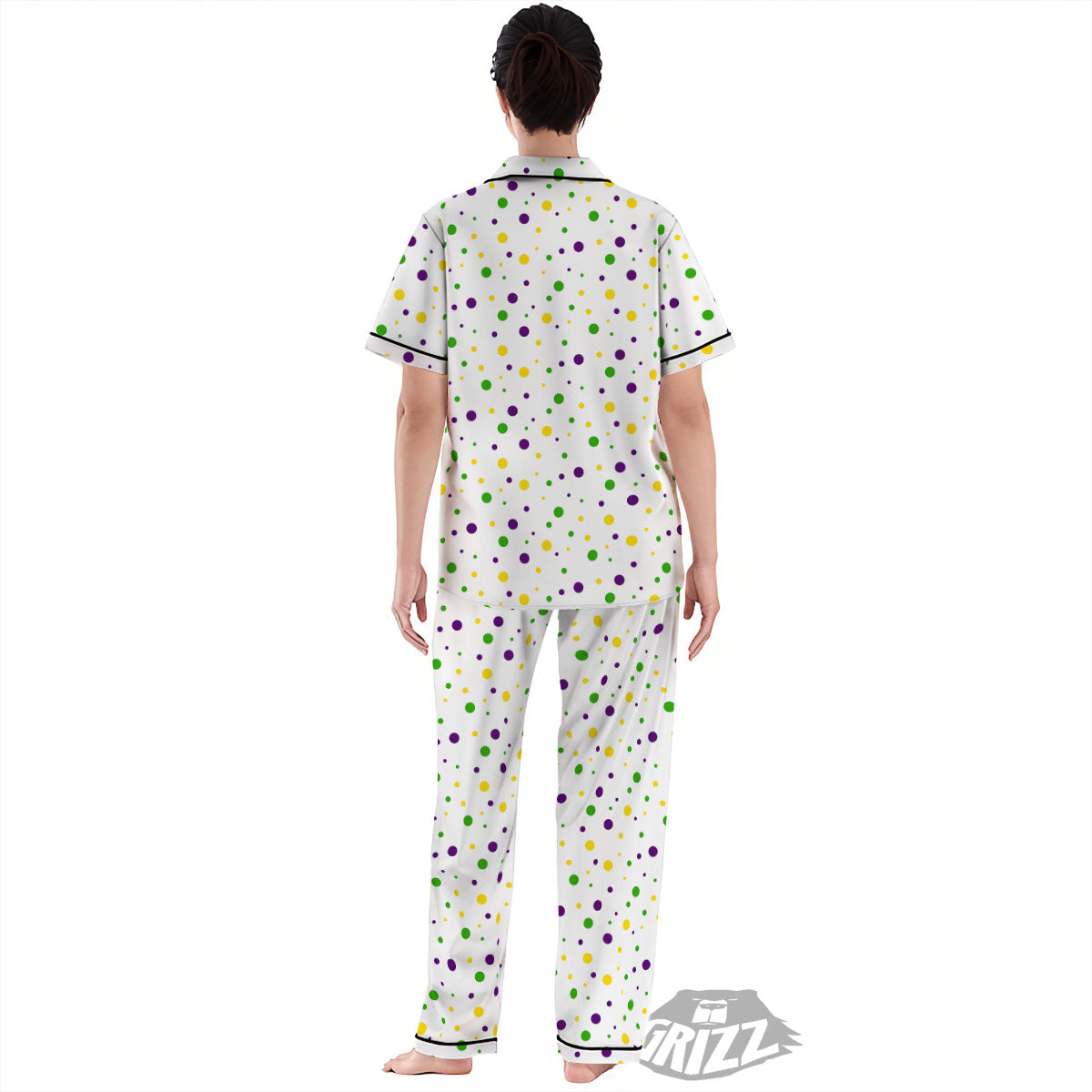 Dot Mardi Gras Print Pattern Women's Pajamas Set-grizzshop