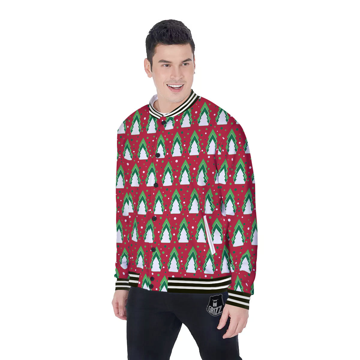Dots Merry Christmas Print Pattern Baseball Jacket-grizzshop