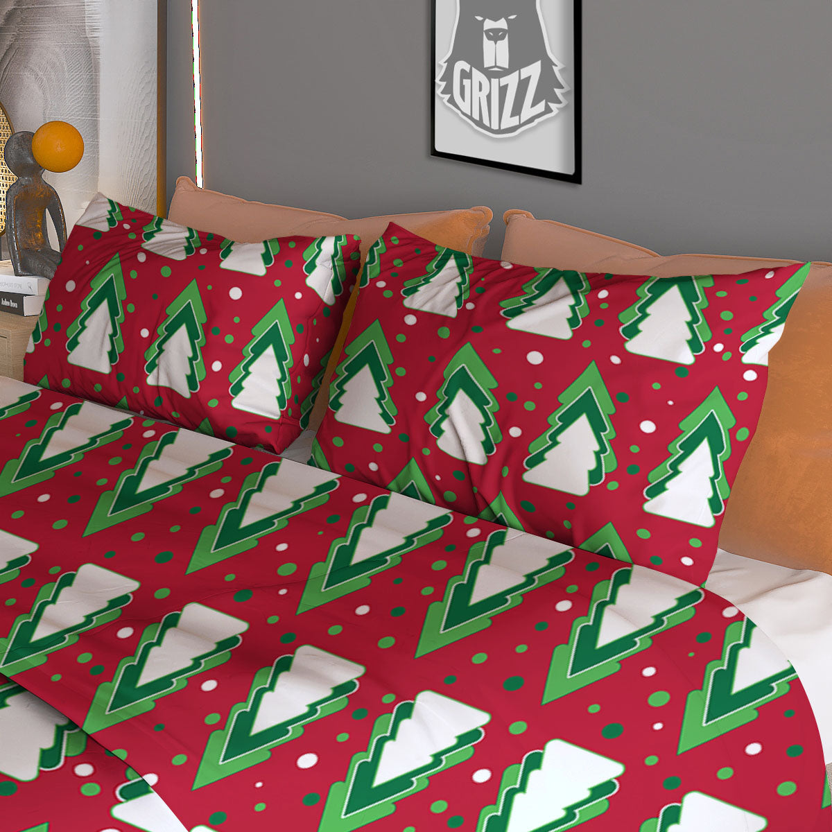 Dots Merry Christmas Print Pattern Duvet Cover Bedding Set