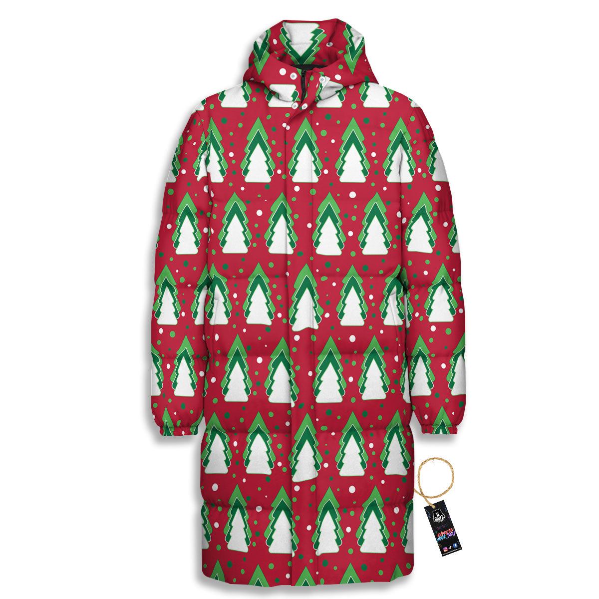 Dots Merry Christmas Print Pattern Long Down Jacket-grizzshop