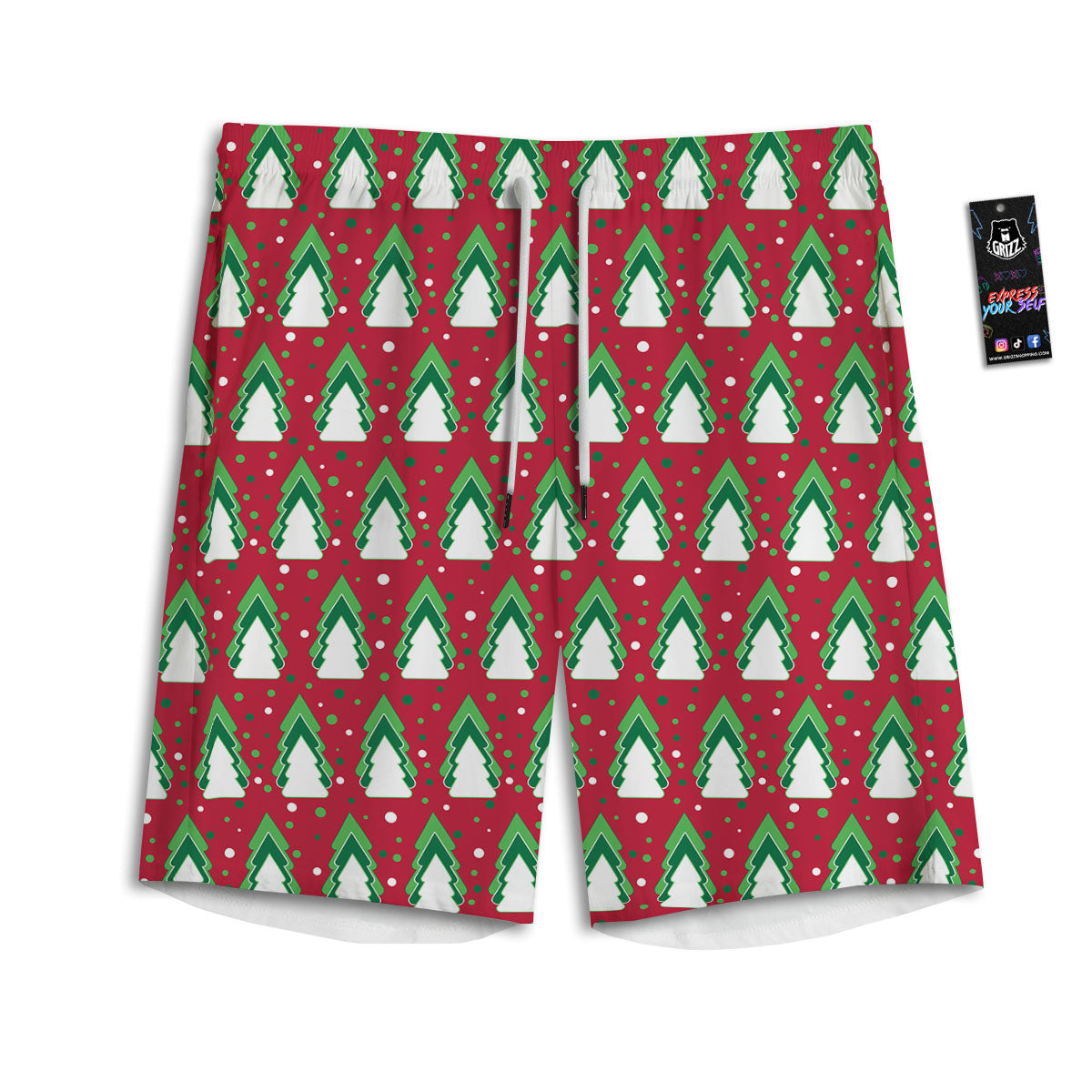 Dots Merry Christmas Print Pattern Men's Athletic Shorts
