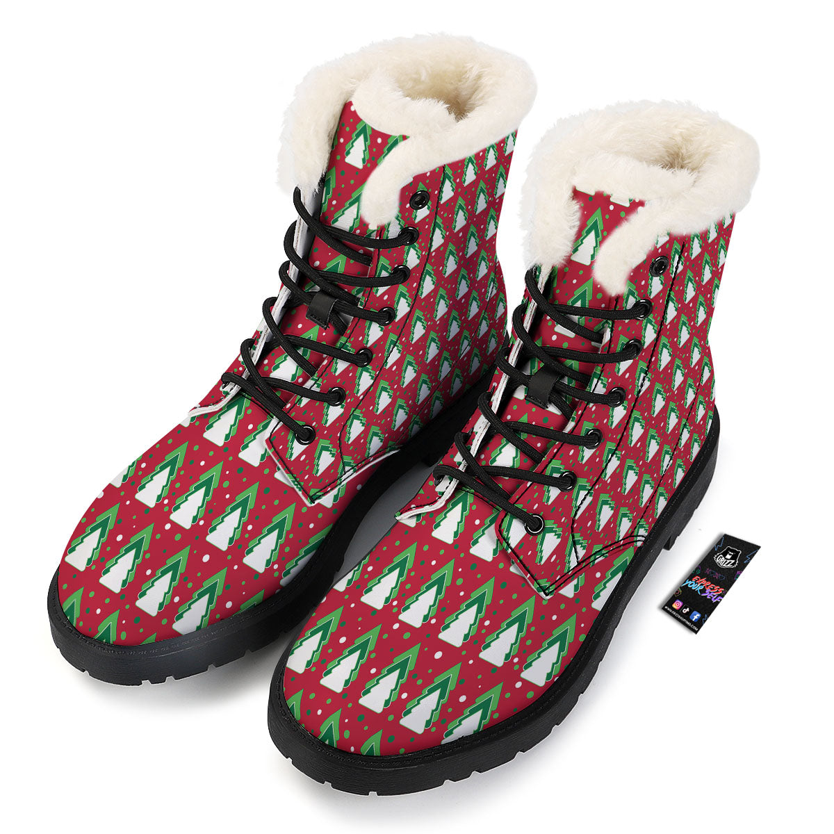 Dots Merry Christmas Print Pattern Winter Boots-grizzshop