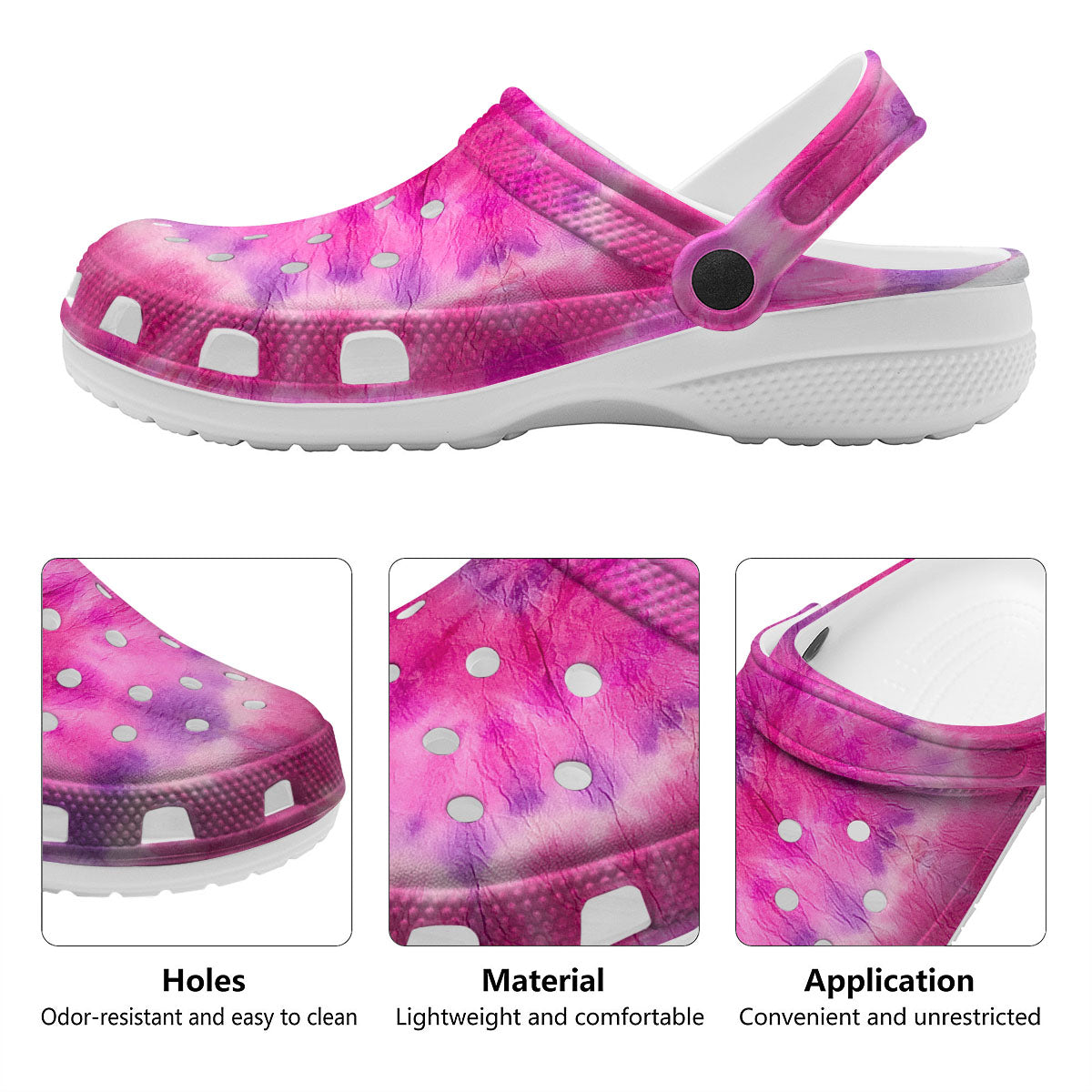 Double Pink Tie Dye Print Clog-grizzshop