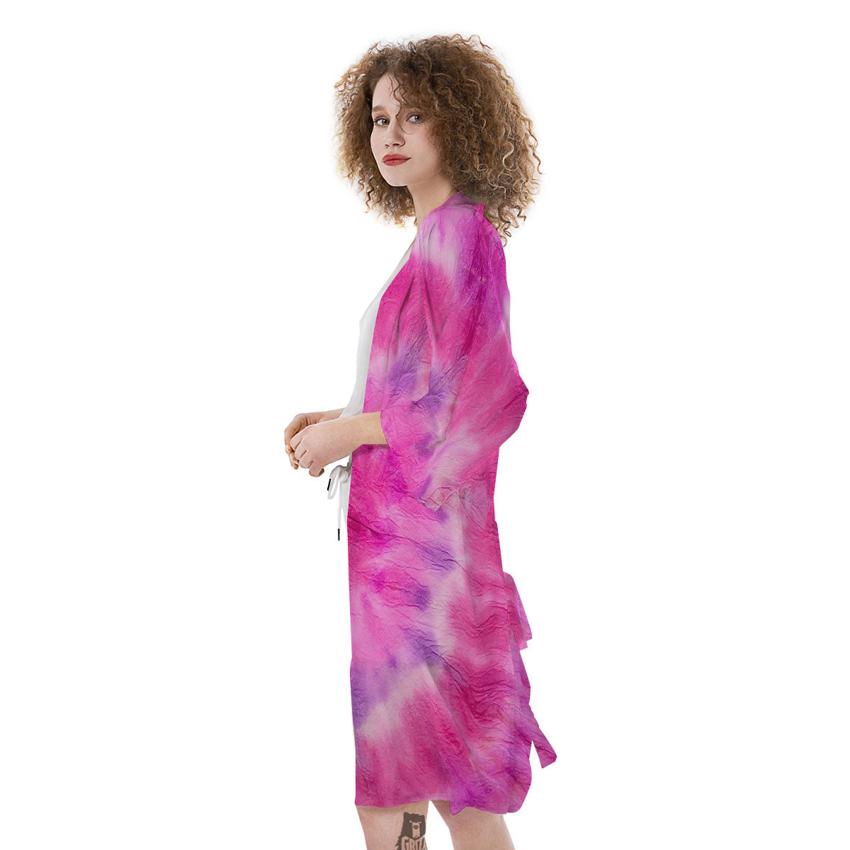 Double Pink Tie Dye Print Kimono-grizzshop