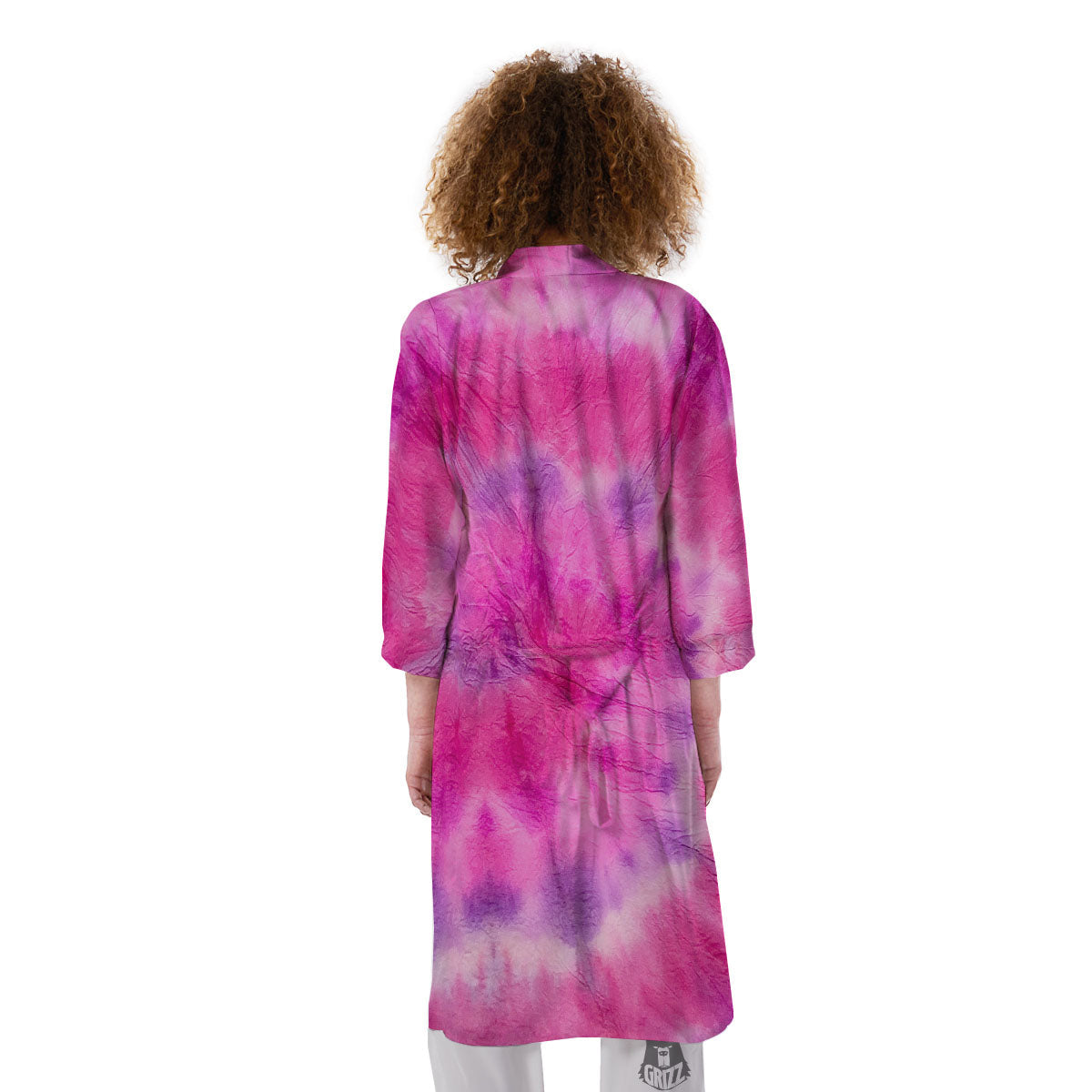 Double Pink Tie Dye Print Kimono-grizzshop